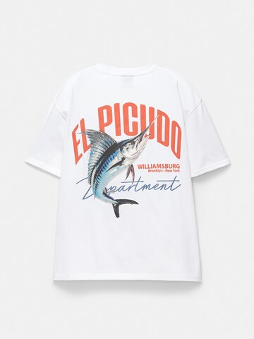 Tricou 'SWORDFISH' de la Pull&Bear pe alb