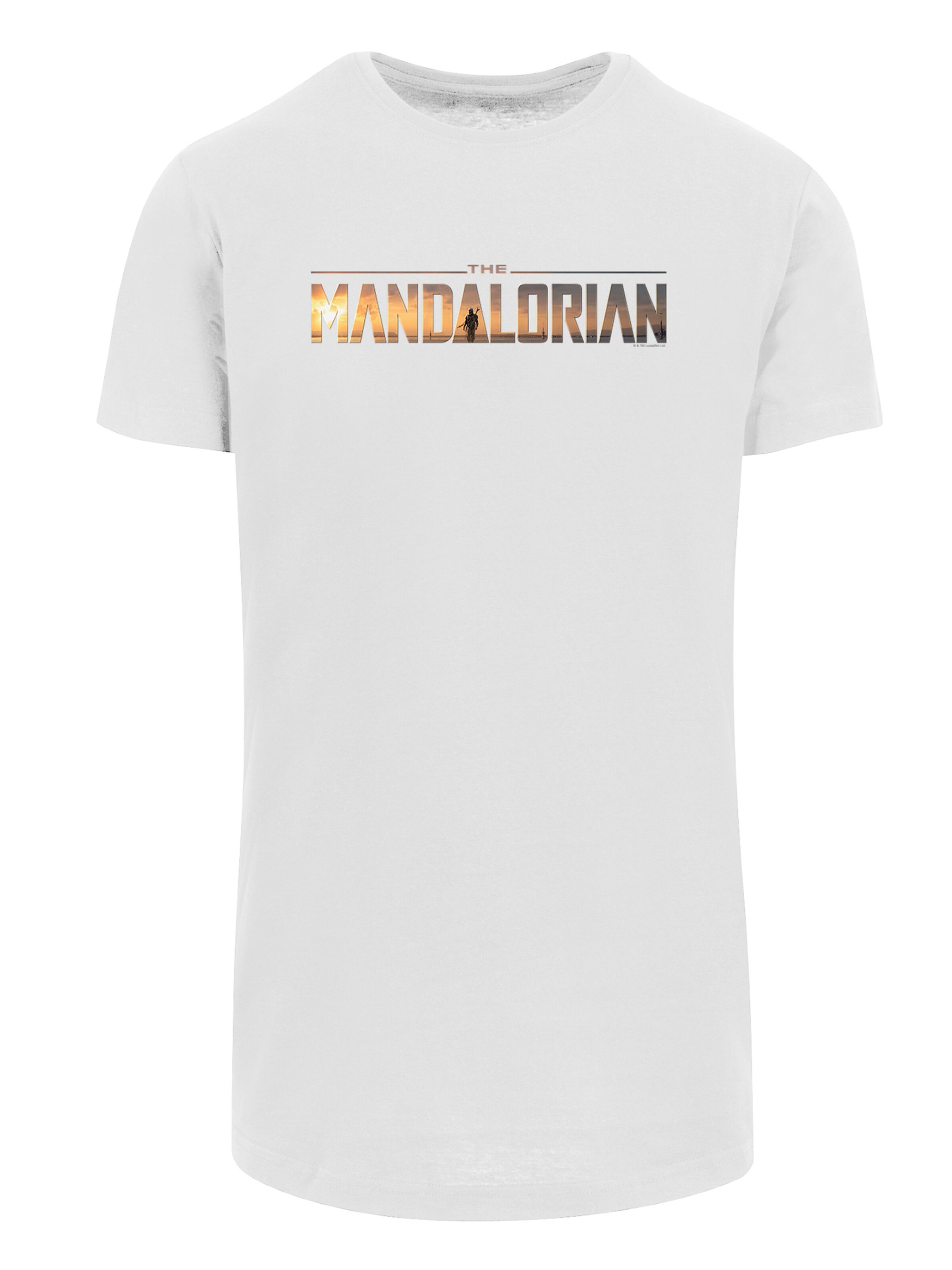 T-Shirt 'Star Wars The Mandalorian' F4NT4STIC en blanc : devant