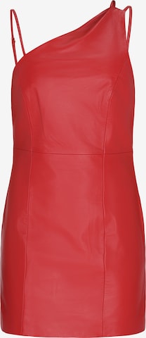 Abito di faina in rosso: frontale