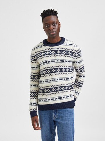 Pull-over 'Faroe' SELECTED HOMME en beige : devant