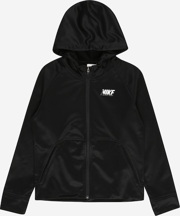 NIKE Athletic Zip-Up Hoodie in Black: front