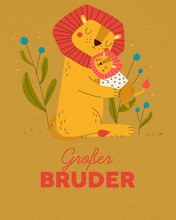 T-Shirt 'Löwen Großer Bruder' watabout.kids en jaune