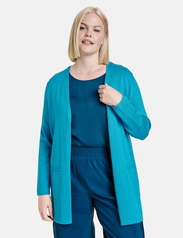 SAMOON Knit cardigan in Blue: front