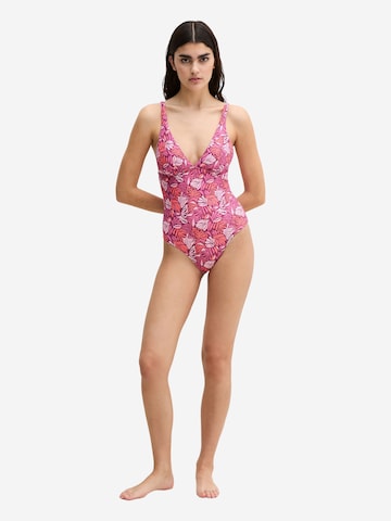 Bustier Maillot de bain ' Abstract Leaf ' Marc O'Polo en rose : devant