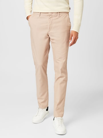 BOSS Black Slim fit Chino trousers 'Kaito' in Beige: front