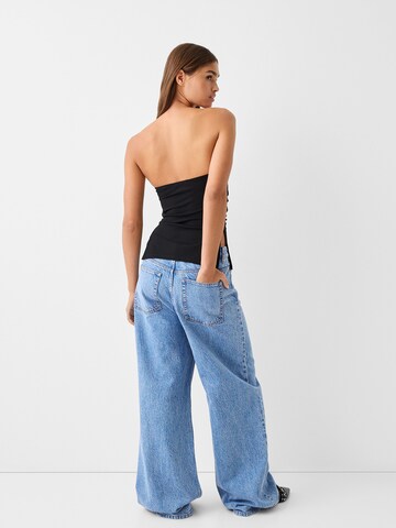 Wide leg Jeans de la Bershka pe albastru