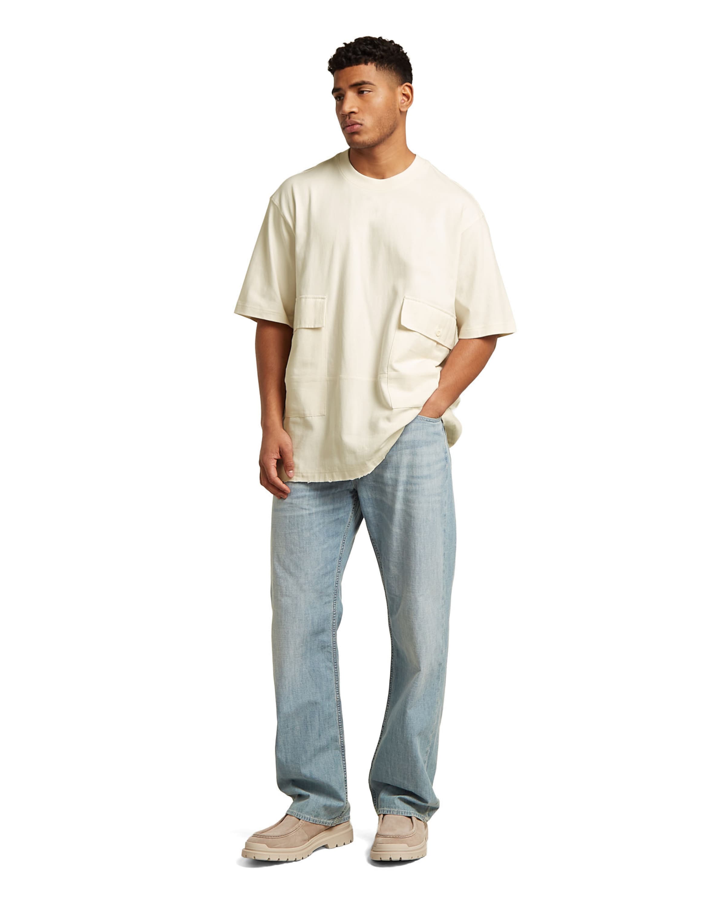 G-STAR Shirt 'Utility Fabric Mix T-Shirt' in Wit