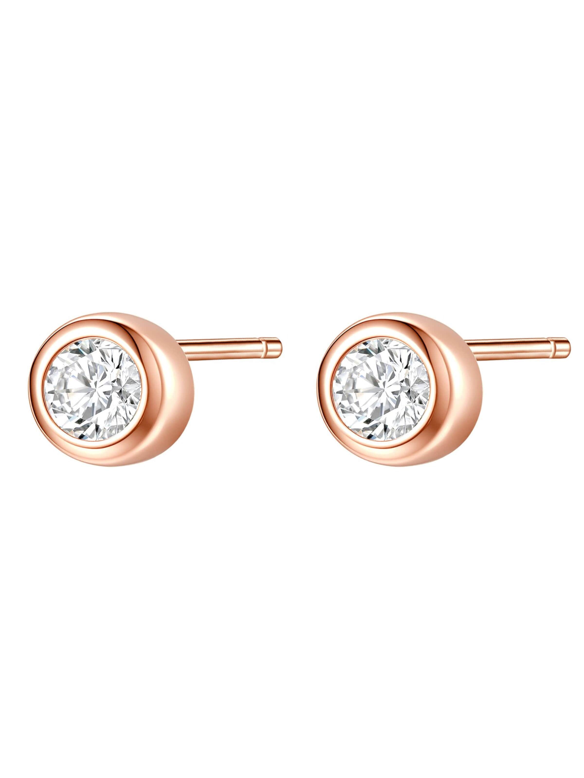 Hey Happiness Oorbellen 'Large Bezel Cubic Zirconia' in Goud: voorkant