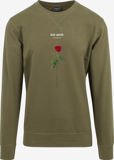 MT Men Sweatshirt 'Lost Youth Rose' in de kleur Groen / Olijfgroen / Rood / Wit, Productweergave