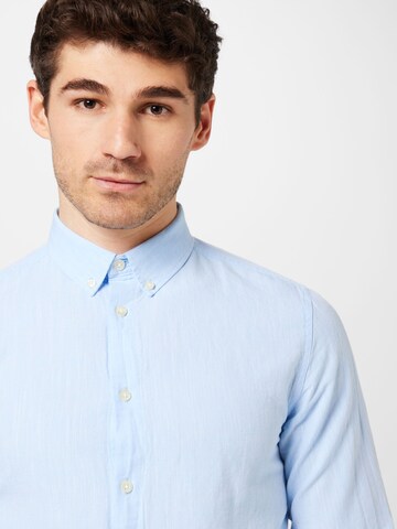 KnowledgeCotton Apparel Regular fit Button Up Shirt in Blue