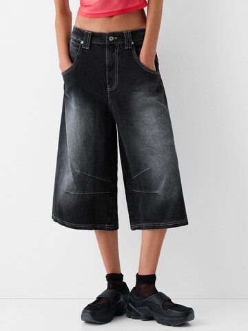 Bershka Wide leg Jeans in Zwart: voorkant