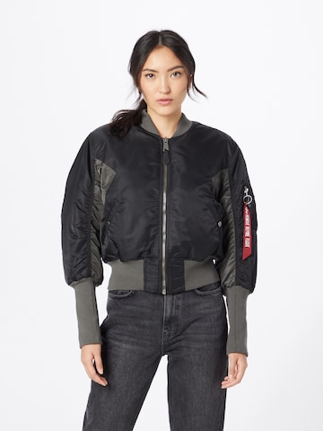 ALPHA INDUSTRIES Prehodna jakna | črna barva: sprednja stran