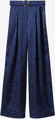 MANGO Wide leg Pleat-Front Pants 'Adela' in Blue: front