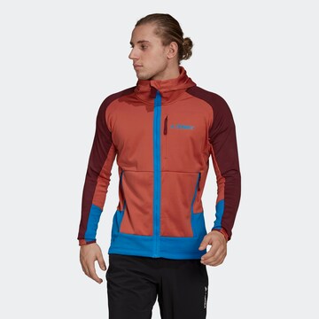 ADIDAS TERREX Athletic Fleece Jacket 'Tech Flooce' in Brown: front