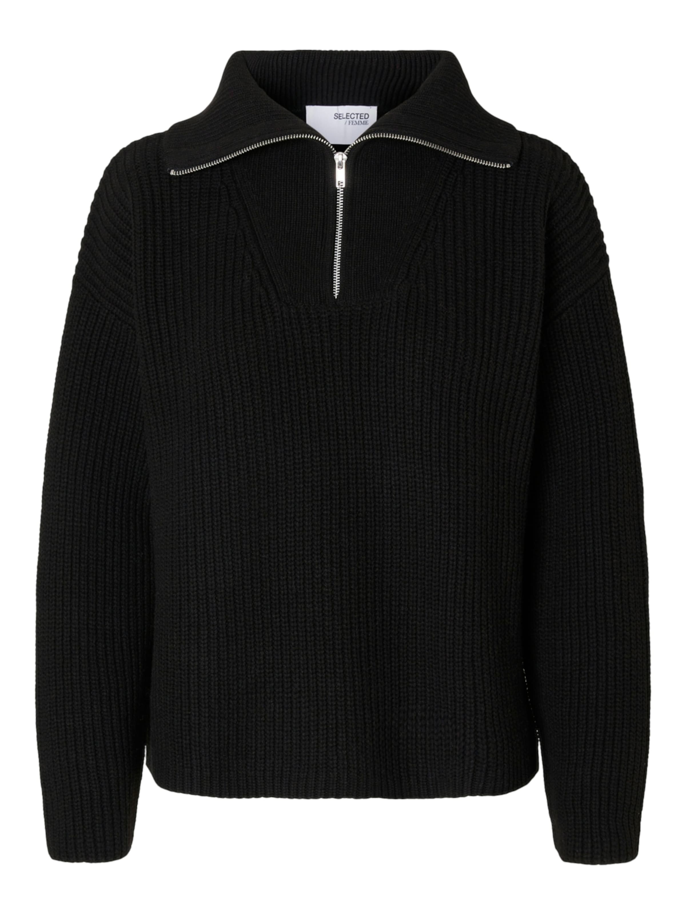 Pull-over 'Bloomie' SELECTED en noir : devant