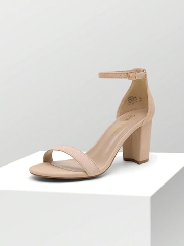 Dream Pairs Sandalen met riem 'Women's Chunky Block Heel Sandals, Open Toe Ankle Strap Dress Shoes' in Beige: voorkant