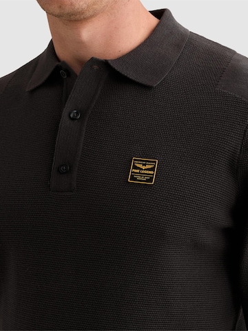 PME Legend Pullover 'Knitted polo shirt with long sleeves and badge' i grå