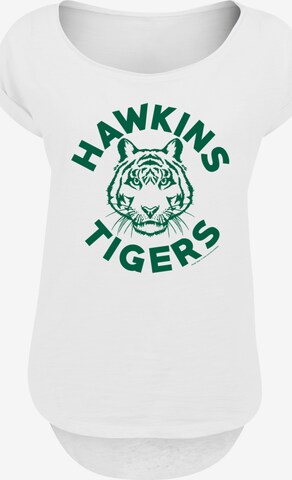 F4NT4STIC T-Shirt 'Stranger Things Hawkins Tigers Netflix TV Series' in Weiß: predná strana