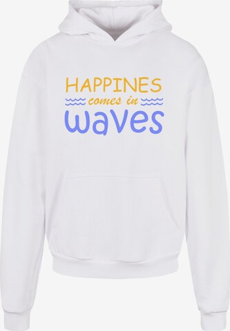 Sweat-shirt 'Summer - Happines Comes In Waves' Merchcode en blanc : devant