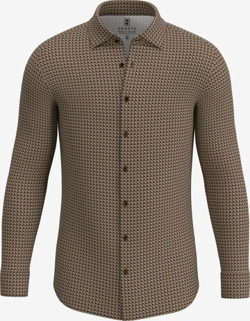 Olsen Slim fit Button Up Shirt in Brown: front