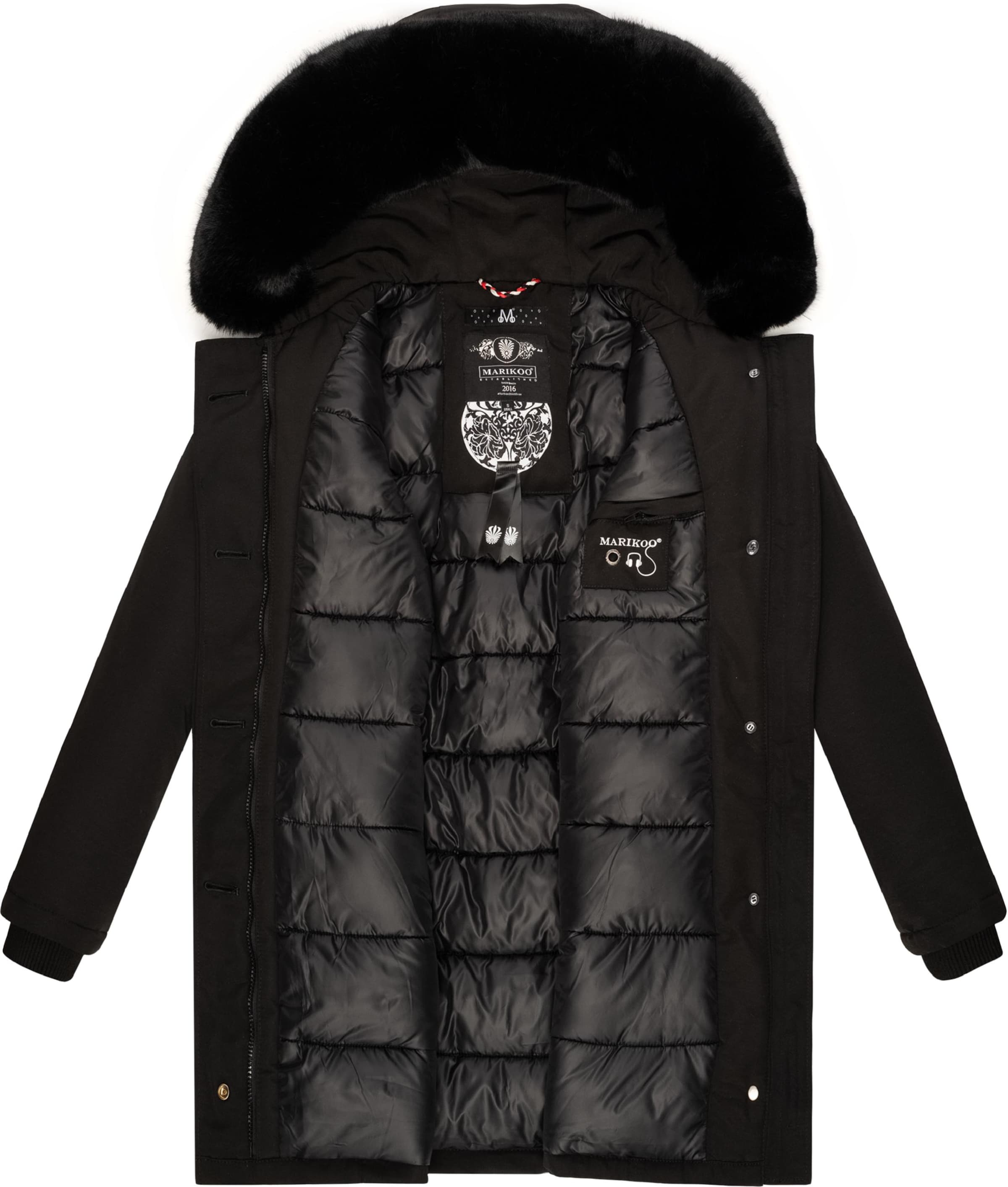 MARIKOO Wintermantel 'Karmaa' in Schwarz