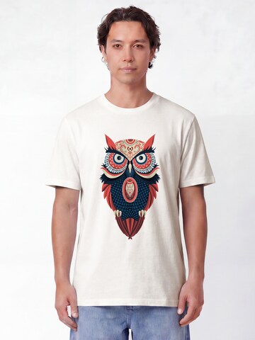 Maglietta 'Colorful Owl' di Watapparel in bianco: frontale