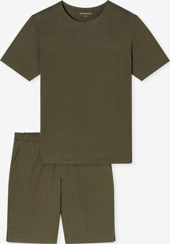 SCHIESSER Pyjama kurz 'Modern Bonded' in Grün: Vorderseite