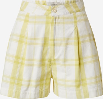 Wide leg Pantaloni con pieghe di Thinking MU in giallo: frontale