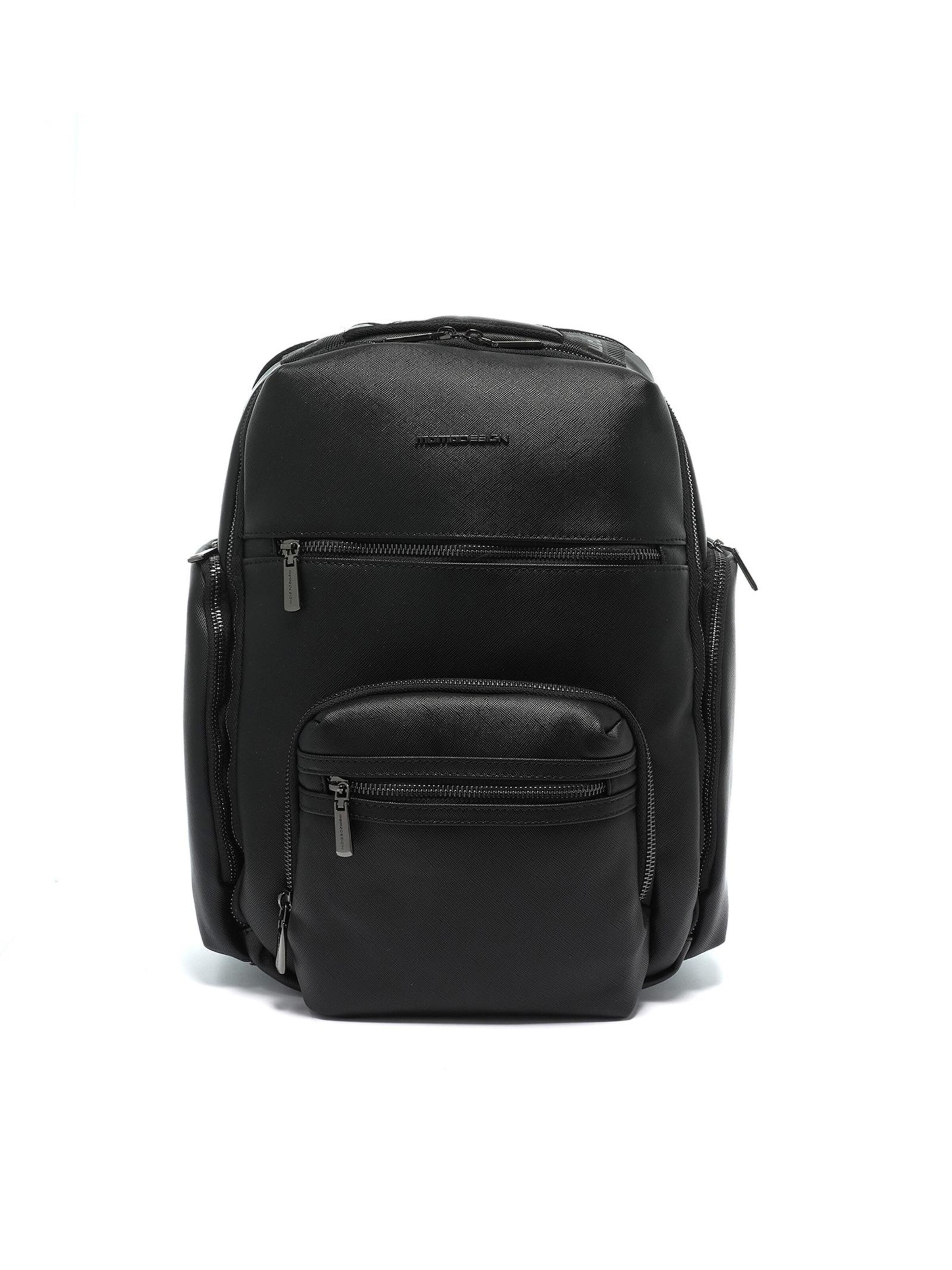 Zaino 'Zaino Momo Design poliestere con zip e tasche organizzate 36x37x21 cm' di Momo Design in nero: frontale