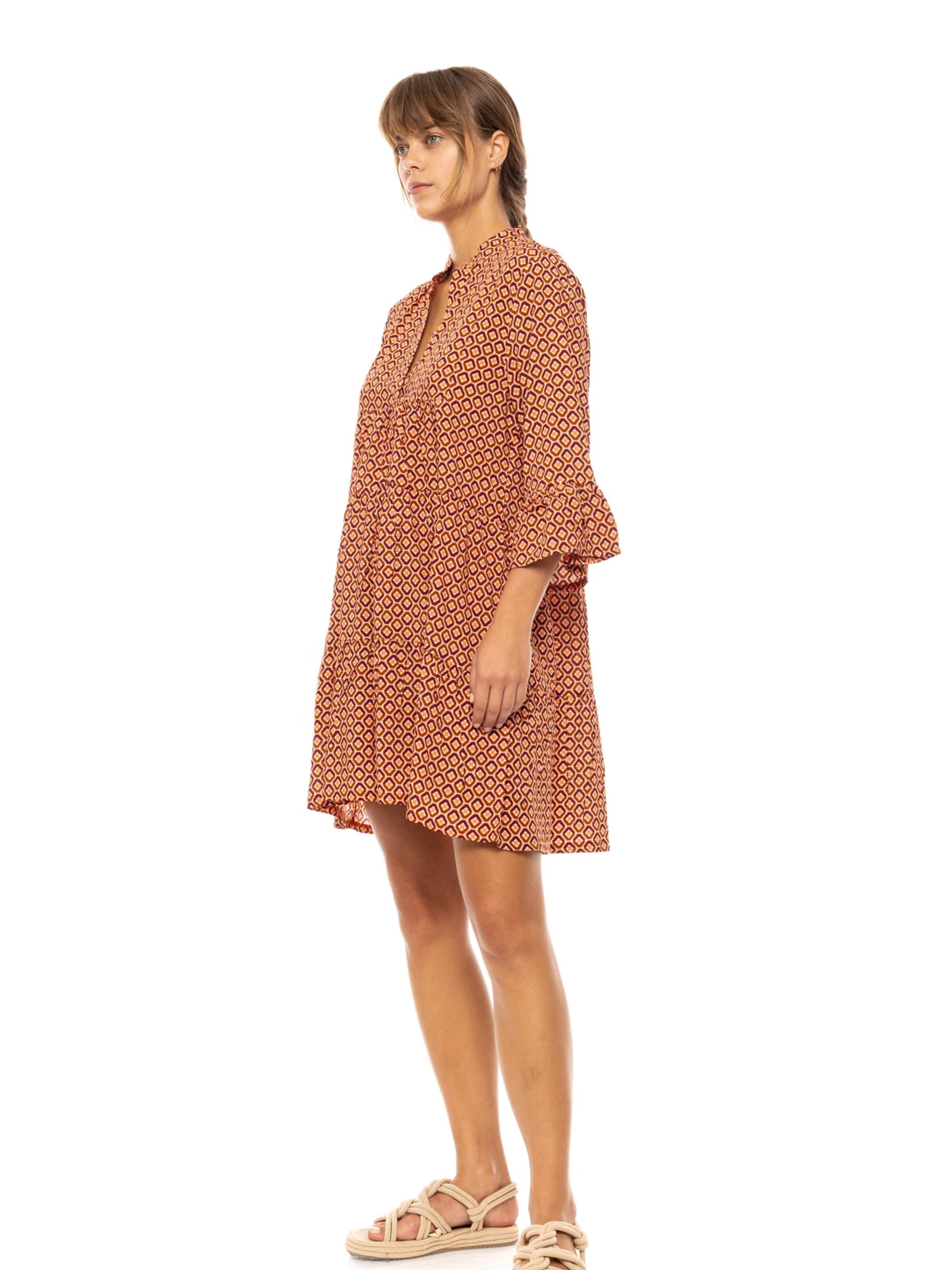 Pink Label Zomerjurk 'BEACHWEAR PRISM GEO' in Bruin