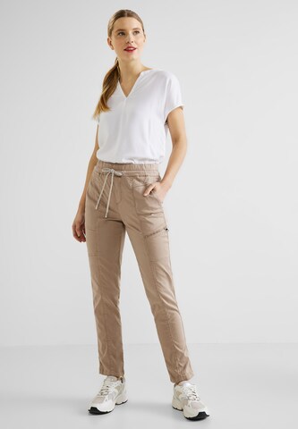 STREET ONE Slim fit Pants 'Bonny' in Beige