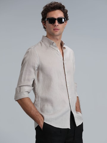 Lufian Comfort fit Button Up Shirt in Beige