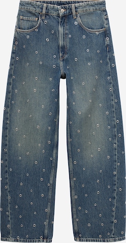 Baggy Jeans de la MANGO pe albastru: față