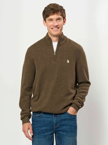 U.S. POLO ASSN. Trui ' UMKevin ' in Bruin: voorkant