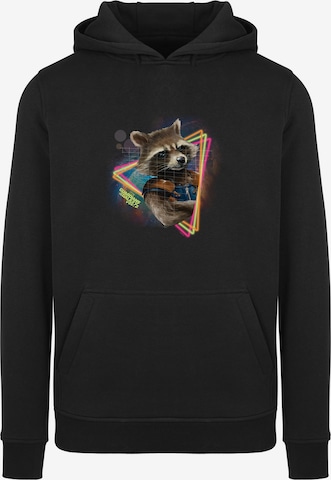 F4NT4STIC Sweatshirt 'Marvel Guardians of the Galaxy Neon Rocket' in Zwart: voorkant