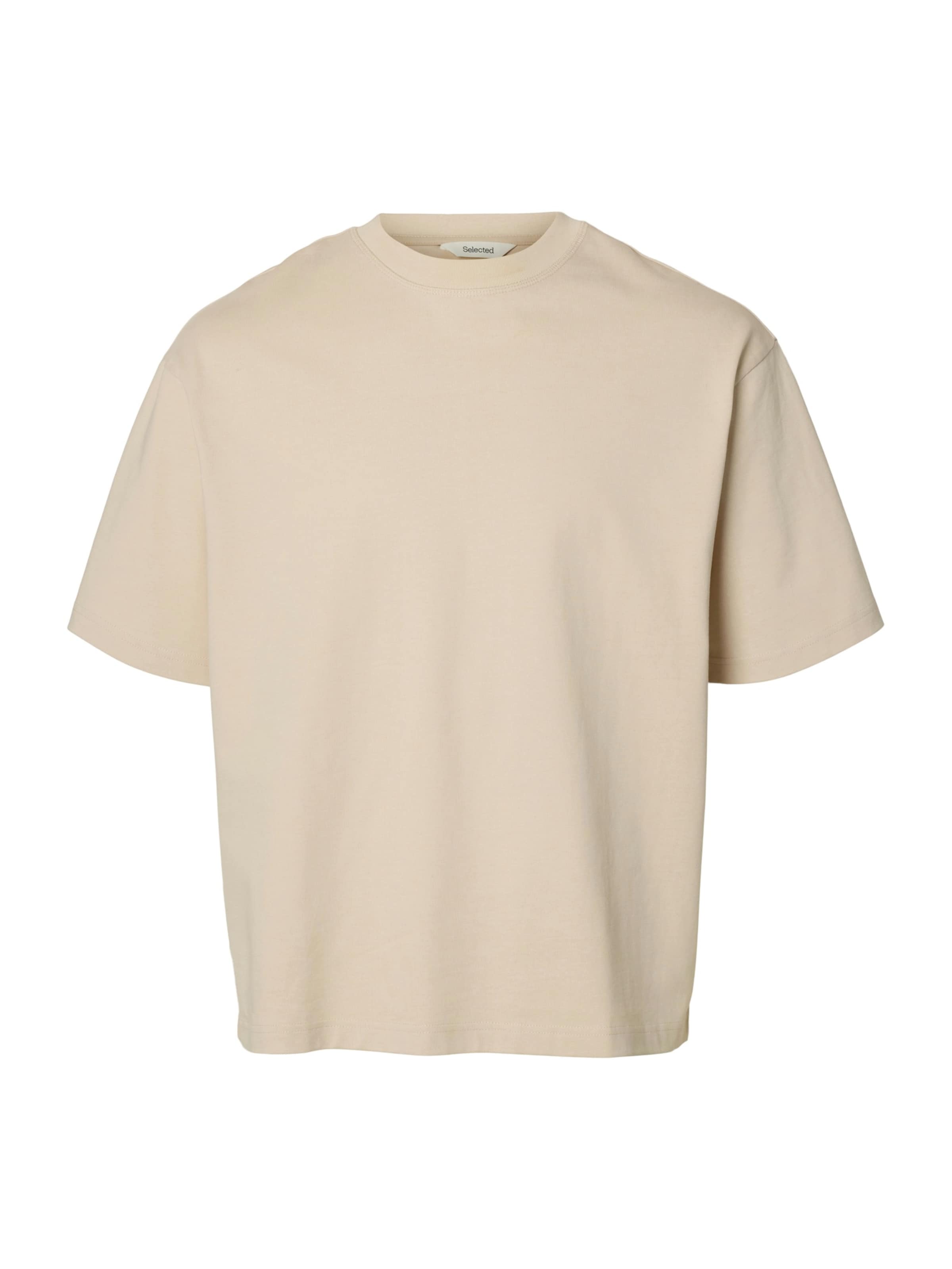T-Shirt 'SLHASPEN' SELECTED en beige : devant