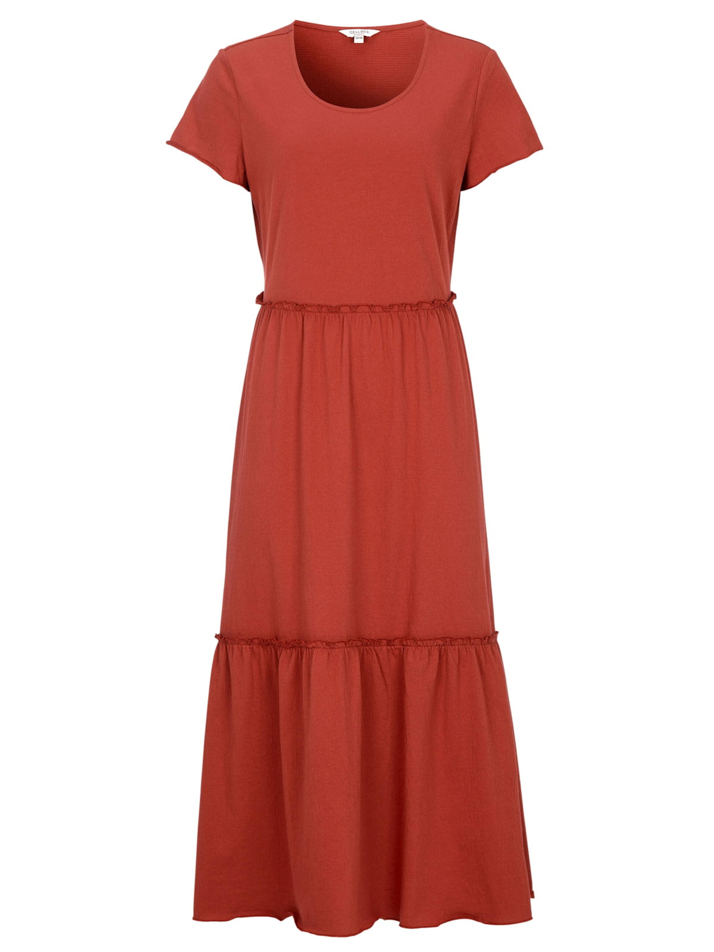 Cellbes of Sweden Kleid aus zerknittertem Baumwolljersey in Rot: Vorderseite