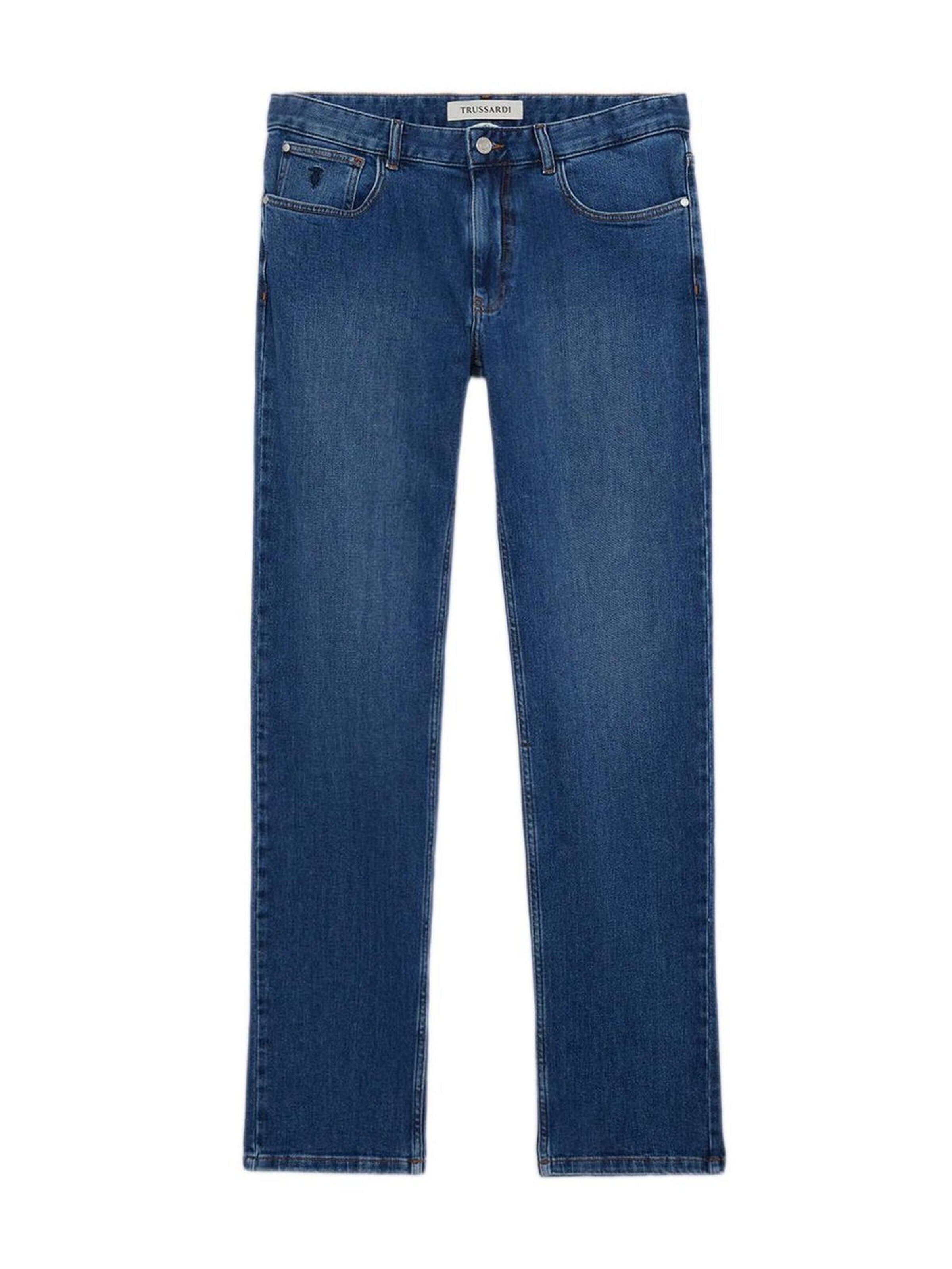 Coupe slim Jean Trussardi en bleu : devant