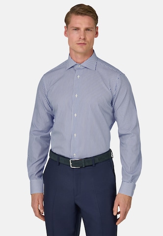 Coupe regular Chemise Boggi Milano en bleu : devant