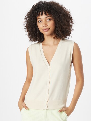 Nasty Gal Gebreid vest in Beige: voorkant