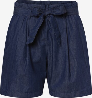 Marie Lund Regular Pleat-Front Pants in Blue: front