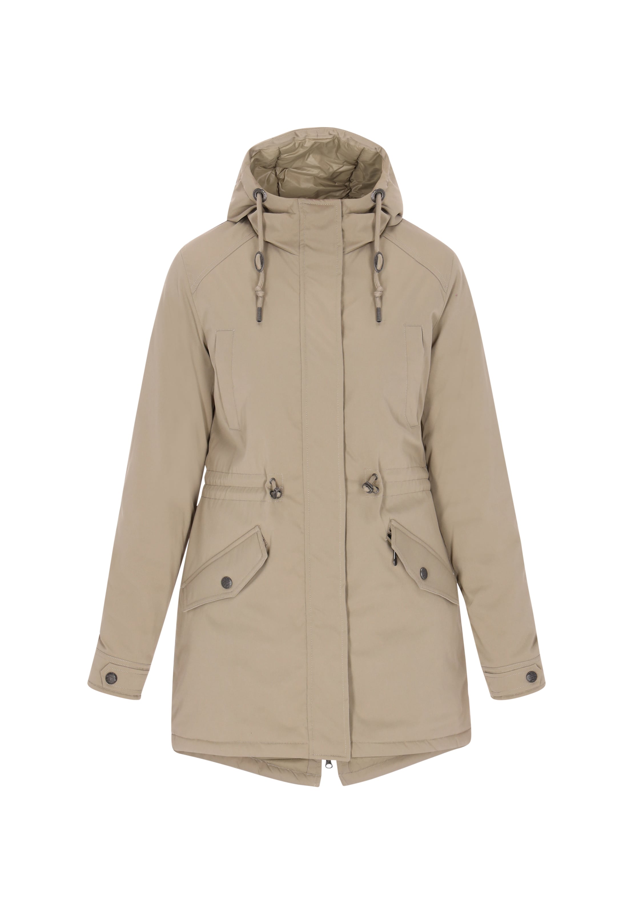 Parka mi-saison DreiMaster Vintage en beige : devant