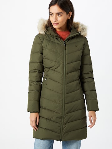 Calvin Klein Jeans Štandardný strih Zimný kabát - Zelená: predná strana