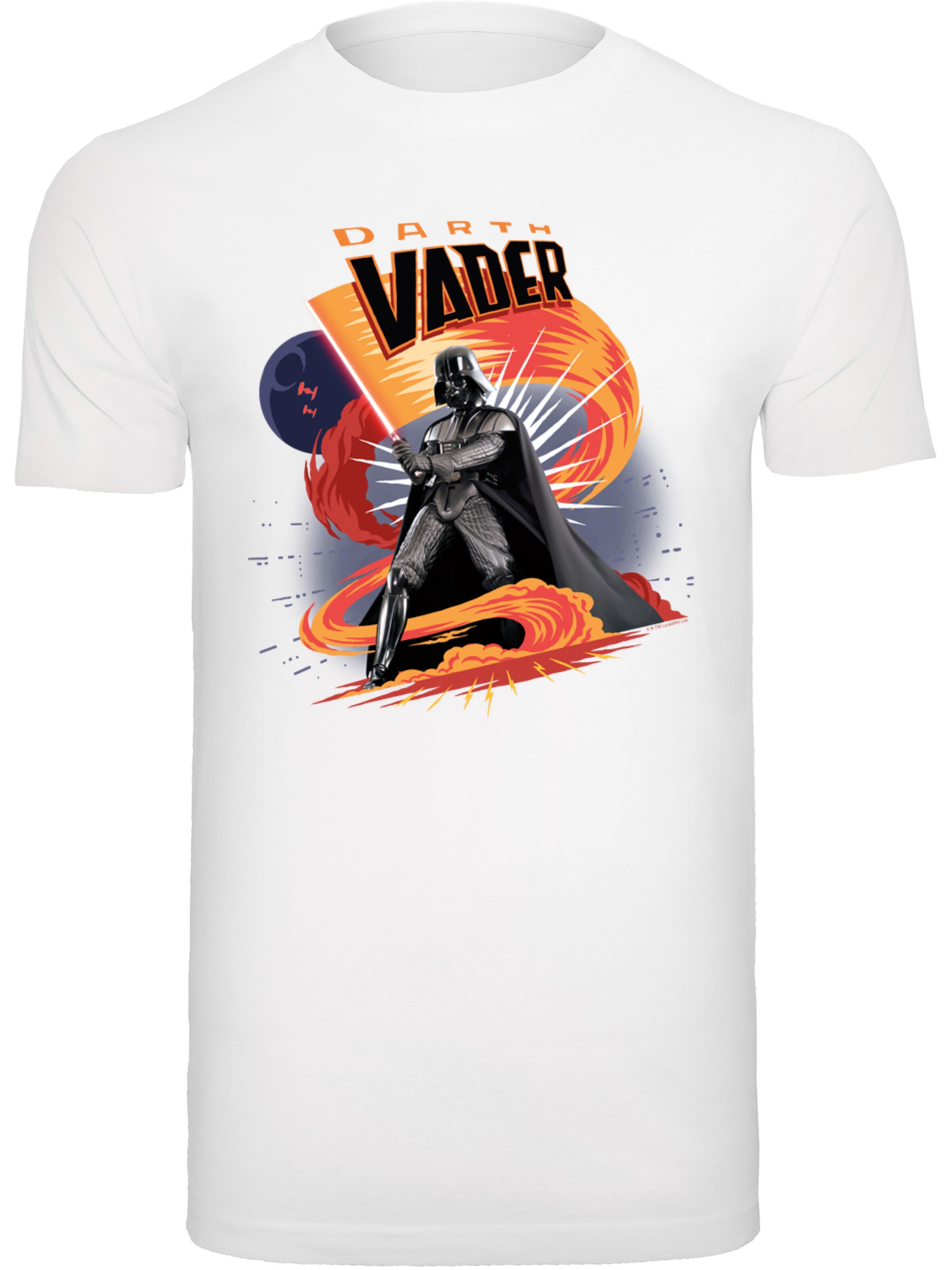 F4NT4STIC Shirt 'Star Wars Darth Vader Swirling Fury' in Wit: voorkant