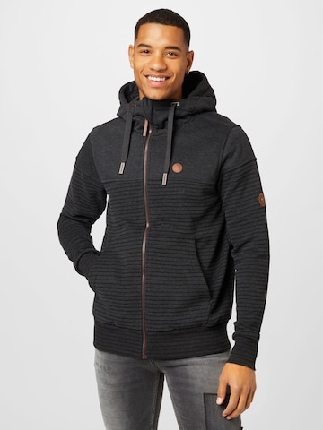 Alife and Kickin Zip-Up Hoodie in Black: front