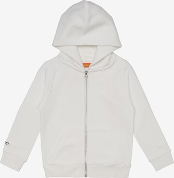 smiler. Zip-Up Hoodie in White: front