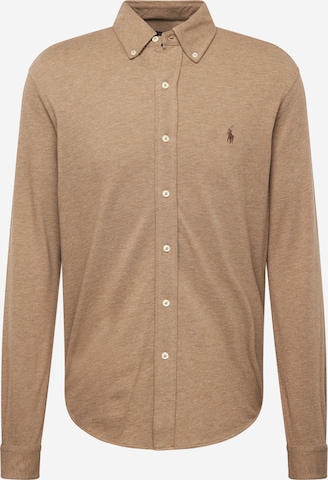 Polo Ralph Lauren Slim fit Overhemd in Bruin: voorkant