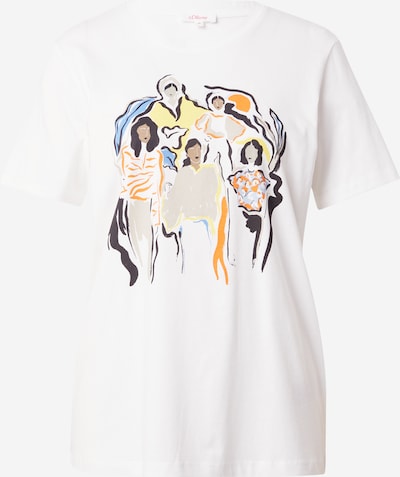 s.Oliver T-shirt en jaune pastel / greige / noir / blanc, Vue avec produit