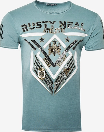 Rusty Neal T-Shirt aus formbeständiger Baumwolle in Blau: predná strana