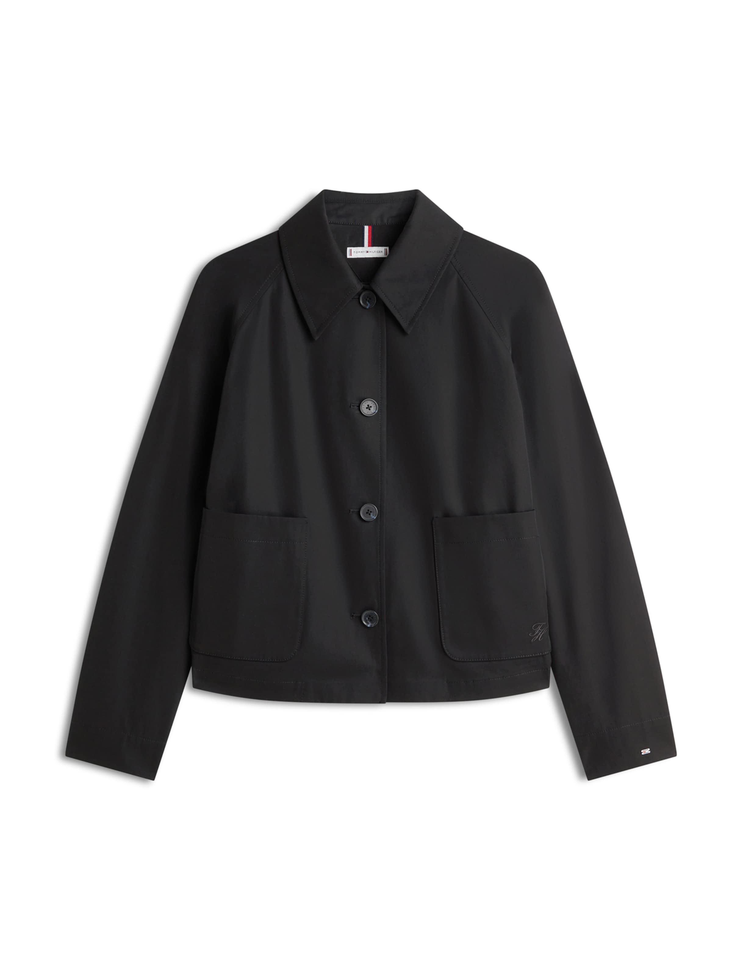TOMMY HILFIGER Φθινοπωρινό και ανοιξιάτικο μπουφάν σε μαύρο: μπροστά